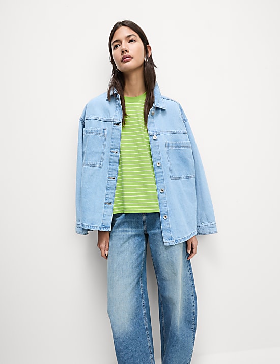 Pure Cotton Relaxed Striped Boxy T-Shirt