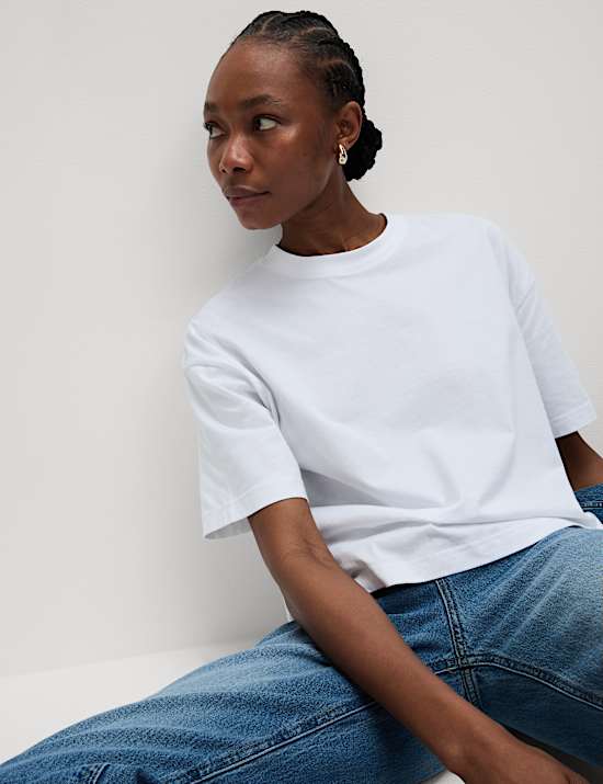 Pure Cotton Crew Neck Boxy T-Shirt