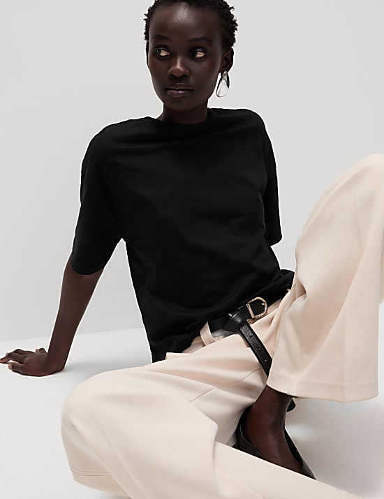 Pure Cotton Crew Neck Boxy T-Shirt