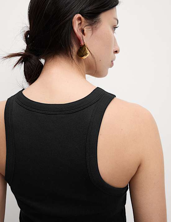 Maillot de corps côtelé à décolleté rond en coton