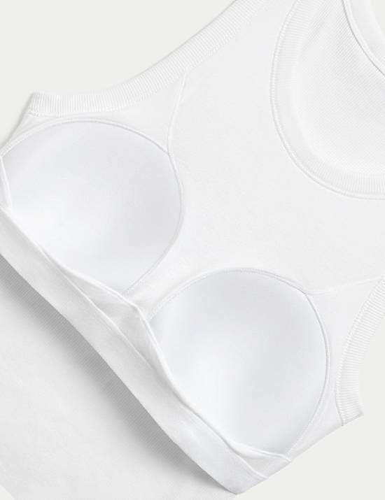 Cotton Rich Ribbed Scoop Neck Bra Vest Top