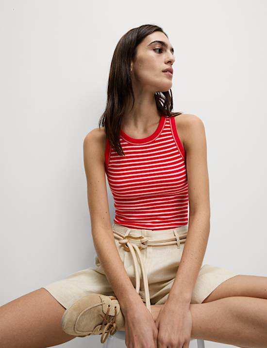 Cotton Rich Striped Secret Support Vest