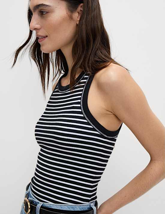 Cotton Rich Striped Secret Support Vest