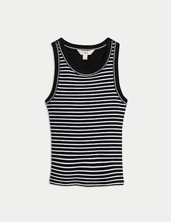 Cotton Rich Striped Secret Support Vest