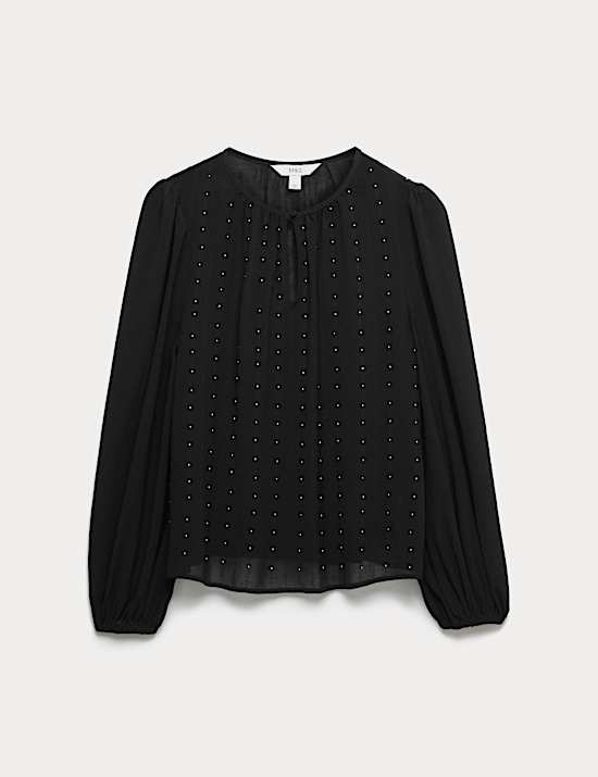 Studded Blouson Sleeve Blouse