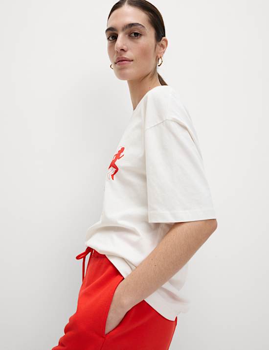 T-shirt van puur katoen met normale pasvorm en structuur