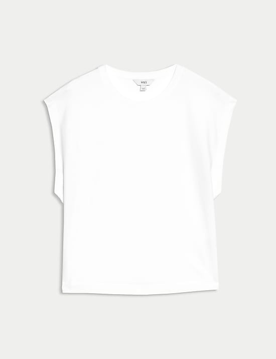 T-Shirt mit &uuml;berschnittenen &Auml;rmeln aus reiner Baumwolle