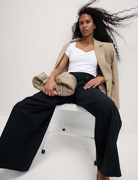 Cotton Rich Sweetheart Neck Slim Fit Top