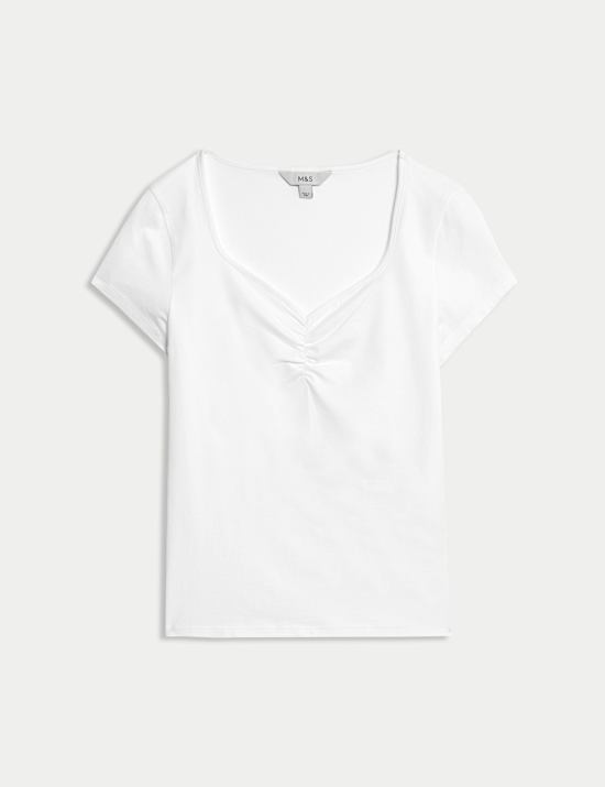 Cotton Rich Sweetheart Neck Slim Fit Top