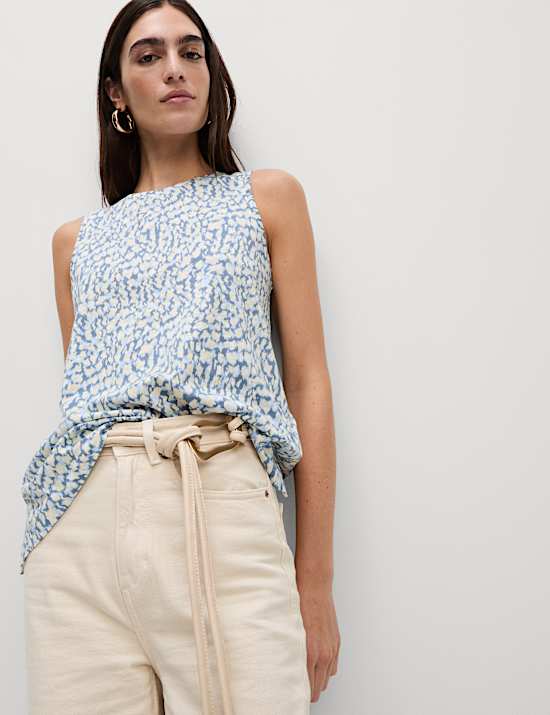 Cotton Rich Printed Relaxed Vest