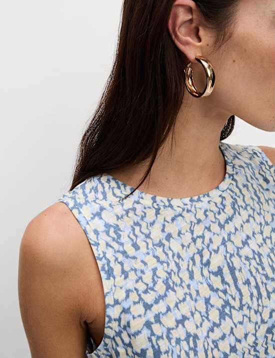 Cotton Rich Printed Relaxed Vest