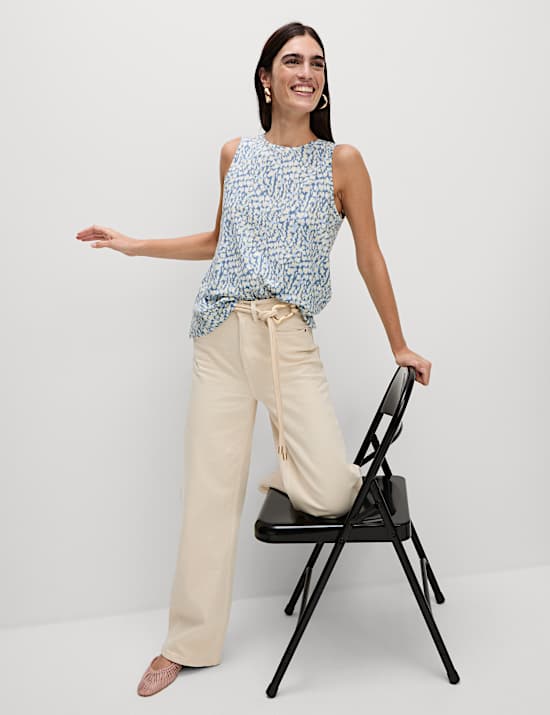 Cotton Rich Printed Relaxed Vest