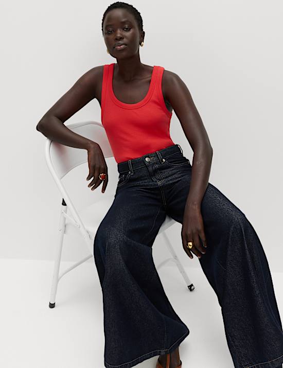 Cotton Rich Ribbed Slim Fit Vest Top