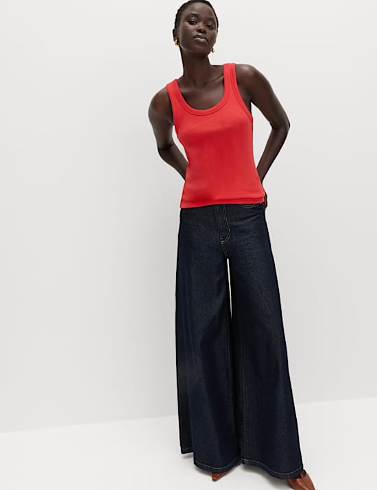 Cotton Rich Ribbed Slim Fit Vest Top