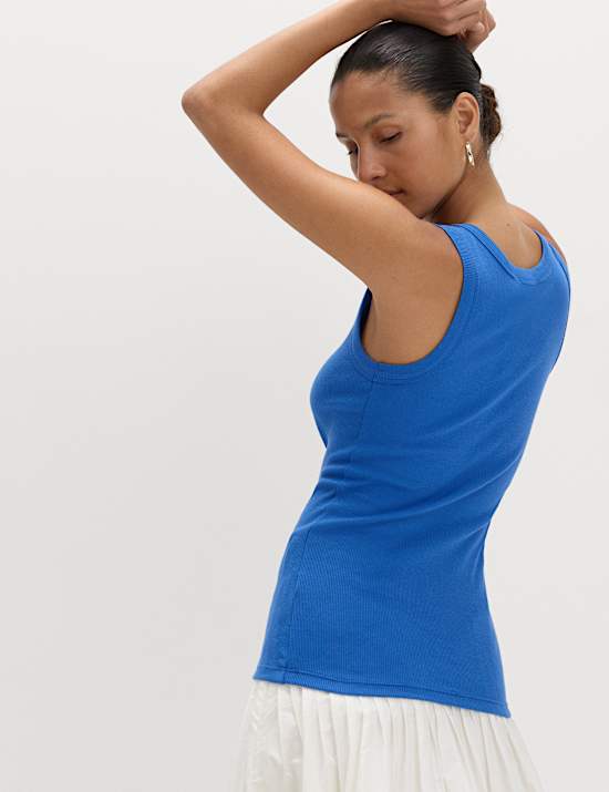 Cotton Rich Ribbed Slim Fit Vest Top