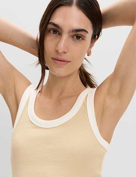 Cotton Rich Ribbed Slim Fit Vest Top