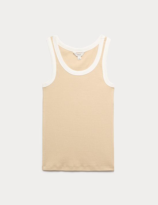 Cotton Rich Ribbed Slim Fit Vest Top