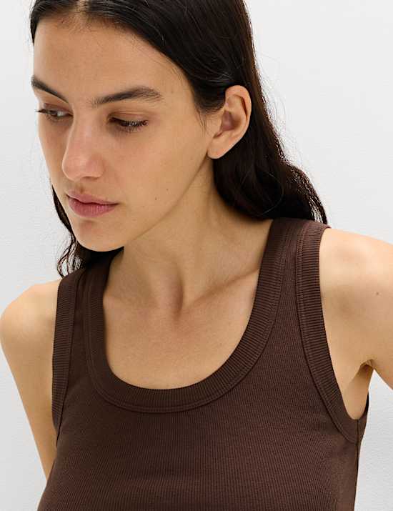 Cotton Rich Ribbed Slim Fit Vest Top