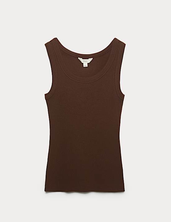 Cotton Rich Ribbed Slim Fit Vest Top