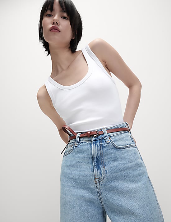 Cotton Rich Ribbed Slim Fit Vest Top