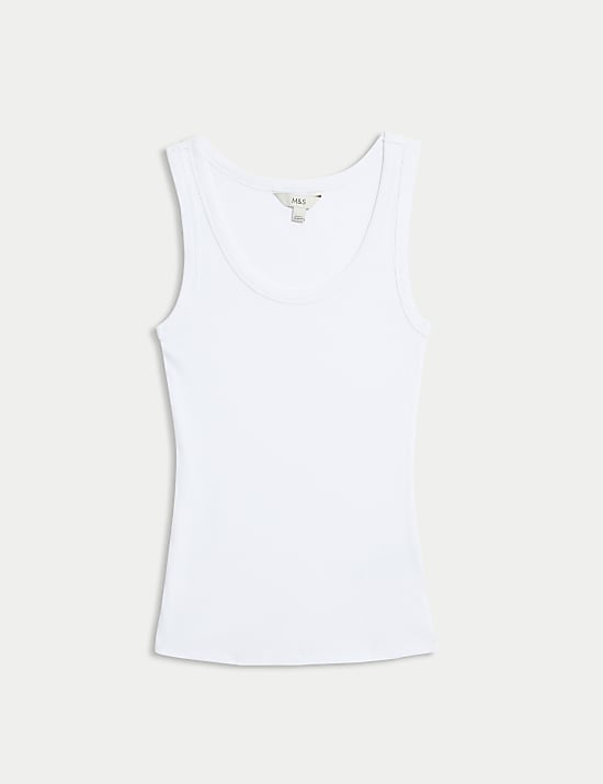 Cotton Rich Ribbed Slim Fit Vest Top