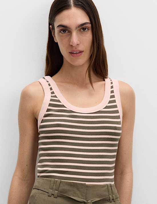 Cotton Rich Ribbed Slim Fit Vest Top