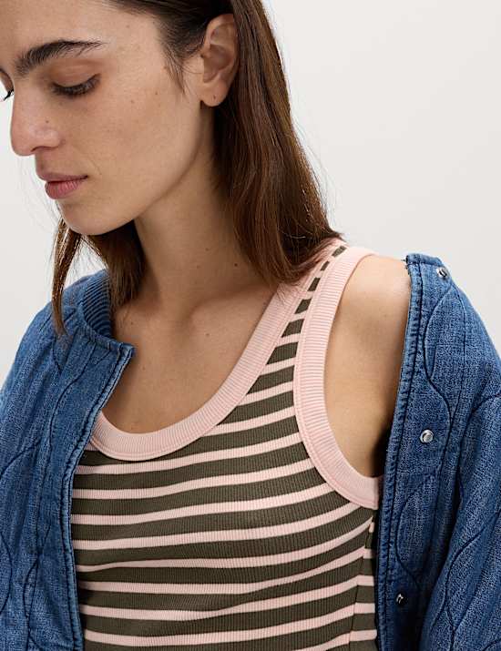 Cotton Rich Ribbed Slim Fit Vest Top