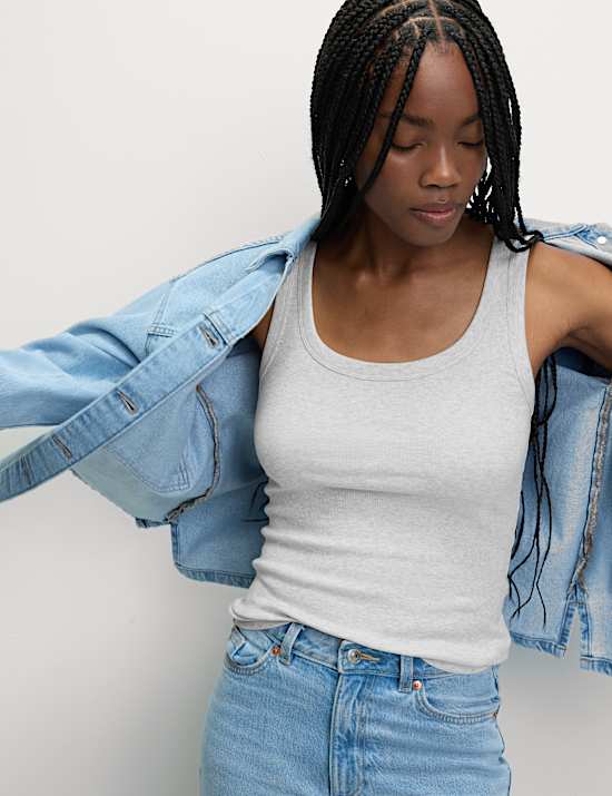 Cotton Rich Ribbed Slim Fit Vest Top