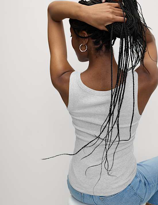 Cotton Rich Ribbed Slim Fit Vest Top