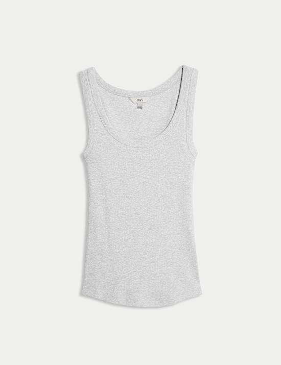 Cotton Rich Ribbed Slim Fit Vest Top