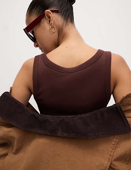 Cotton Rich Ribbed Slim Fit Vest Top