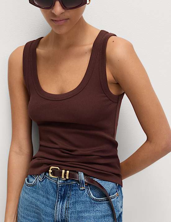 Cotton Rich Ribbed Slim Fit Vest Top