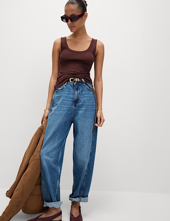 Cotton Rich Ribbed Slim Fit Vest Top