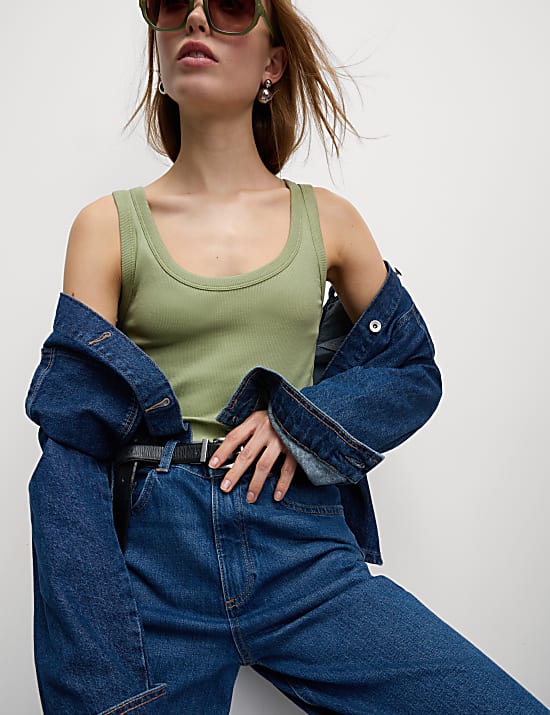 Cotton Rich Ribbed Slim Fit Vest Top