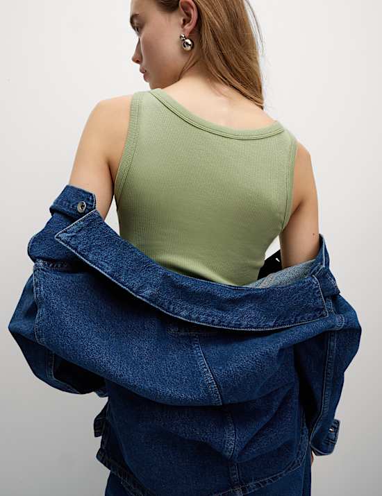 Cotton Rich Ribbed Slim Fit Vest Top