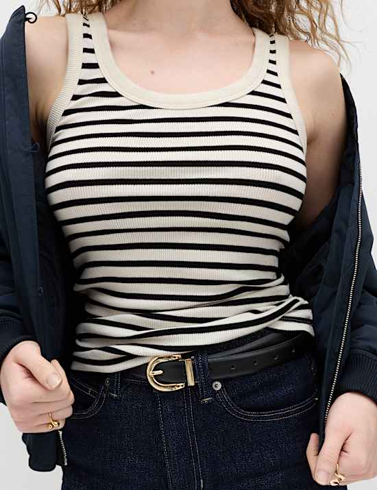 Cotton Rich Ribbed Slim Fit Vest Top