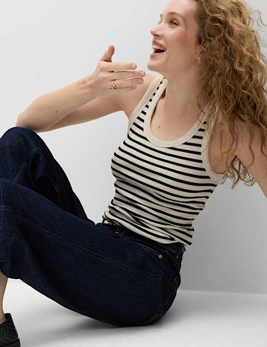 Cotton Rich Ribbed Slim Fit Vest Top