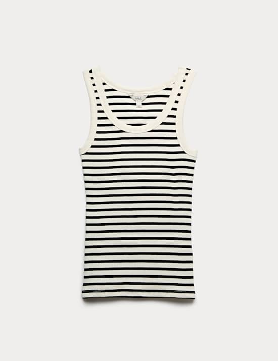 Cotton Rich Ribbed Slim Fit Vest Top