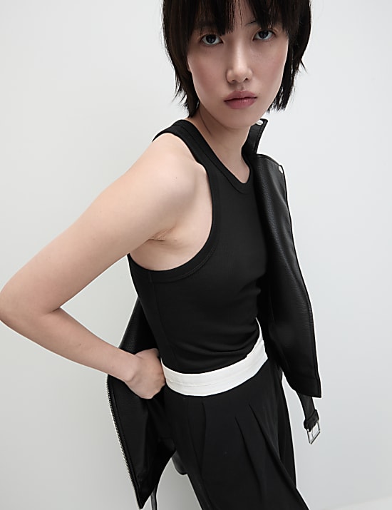 Cotton Rich Ribbed Racer Back Vest