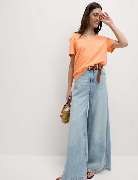 T-shirt 100 % coton à col en V