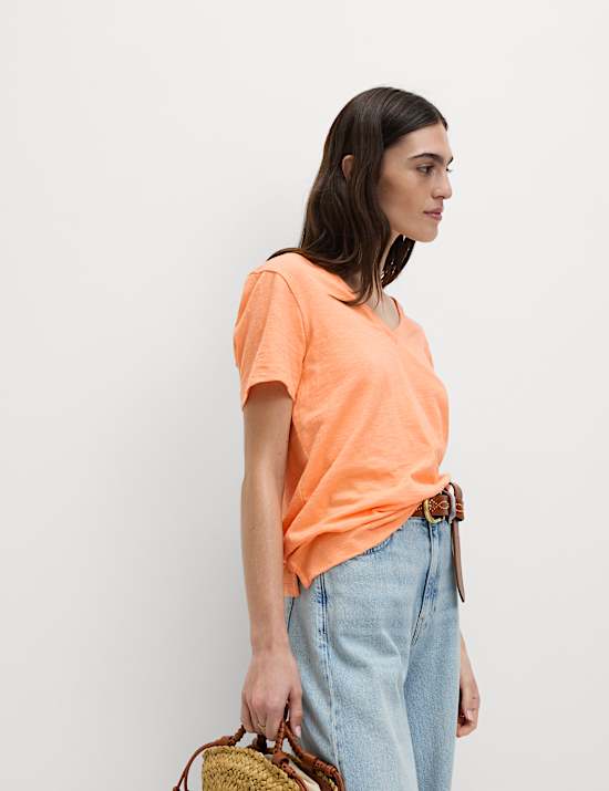 T-shirt 100 % coton à col en V