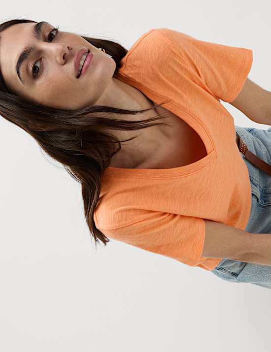 T-shirt 100 % coton à col en V