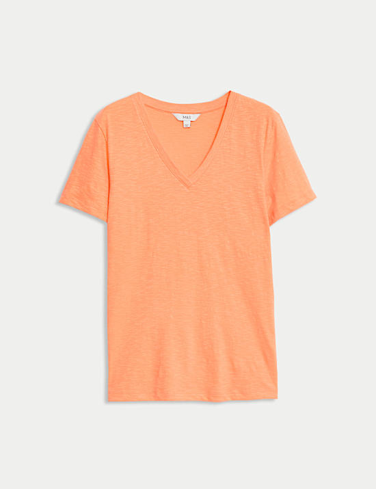 T-shirt 100 % coton à col en V