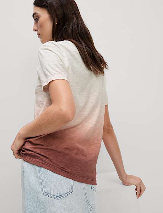 Zuiver katoenen T-shirt met tie-dye-effect in kleurverloop