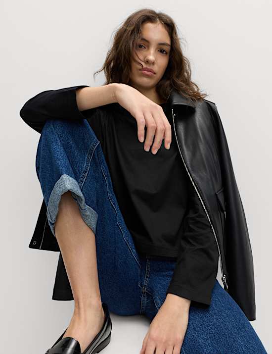 Top coupe boxy 100 % coton &agrave; rayures