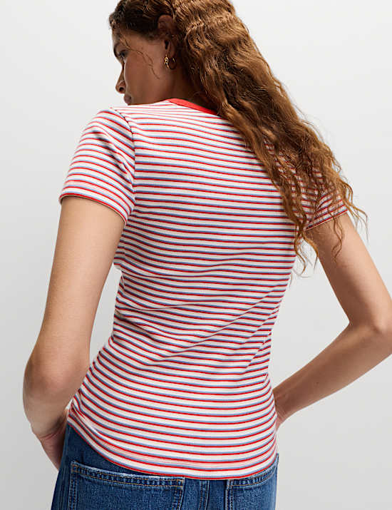Cotton Rich Striped Ribbed T-Shirt