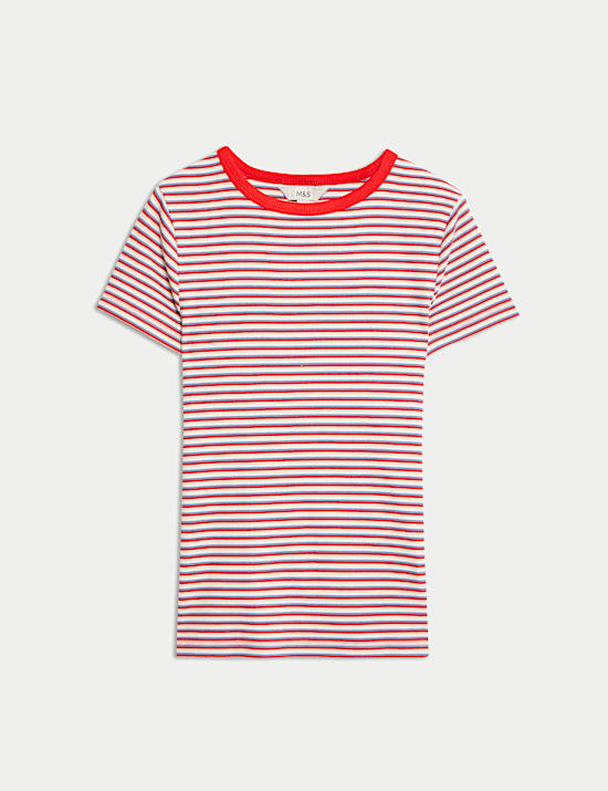 Cotton Rich Striped Ribbed T-Shirt