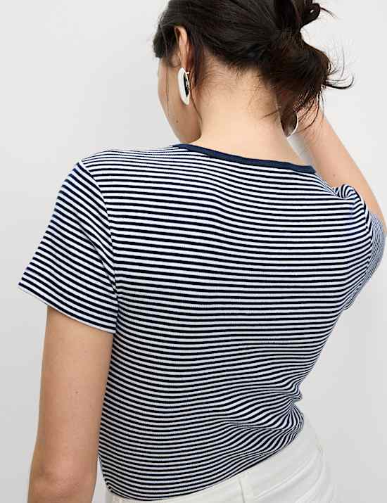 Cotton Rich Striped Ribbed T-Shirt