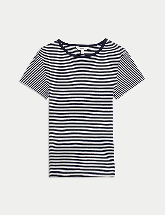 Cotton Rich Striped Ribbed T-Shirt