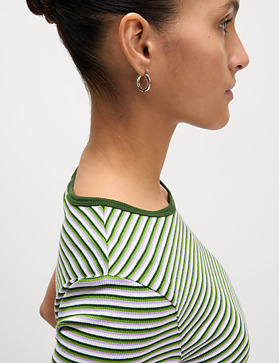 Cotton Rich Striped Ribbed T-Shirt